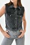 Women's Shirt Collar Pocket Detailed 100% Cotton Denim Vest Jacket - 4