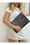 100% Genuine Leather Handmade Brown Gold Patterned Envelope Handbag Leather Portfolio Leather Clutch - 8