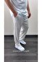 Men's White Summer Wrinkled Fabric Relaxed Fit Trousers