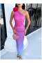 One Shoulder Gradient Dress - Buckle Detailed - 3