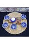6 Pieces Ceramic Evil Eye Bead Themed Real Hand Embroidered Decorative 8 Cm Sauce, Cookie, Appetizer Bowl Set - 5