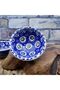 6 Pieces Ceramic Evil Eye Bead Themed Real Hand Embroidered Decorative 8 Cm Sauce, Cookie, Appetizer Bowl Set - 4