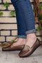 V Buckle Detailed Comfortable Light Sole Copper Skin Women's Ballerina Daily Shoes - 5