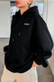 Unıqu Printed Oversize Hooded Black Women's Sweatshirt - 3