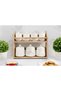 Set of 7 Porcelain Jars with Marble Pattern Wooden Stands. Spice Jar, Jar Set - 2