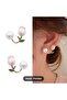 Pink 2-Piece Tulip Flower Pearl Earrings Suitable for Special Occasions and Daily Use