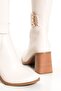 Women's Beige Round-Toe Boots with Buckle Detail - 4