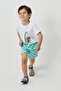 Men's White Mint Quick Dry Patterned Pocket Standard Fit Regular Cut Children's Swimwear Swim Shorts - 5