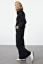 Black Ribbed High Waist Wide Leg Jeans Twoaw25Je00182 - 4