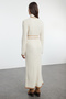 Mink Ribbed Knitwear Dress with Stone Belt Tctaw25Eb00045 - 5