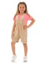 Crew Neck Short Sleeve Sorted Belt Detailed Beige Color Girl's Sorted Slippers