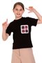 Black Color Girl's T-shirt with Lace Pocket Detail - 2