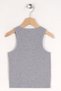 Crew Neck Zero Sleeve Rhinestone Crew Neck Zero Sleeve Crop Gray Melange Color Girl's T-shirt - 4