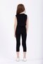 Crew Neck Zero Sleeve Black Color Girl's T-Shirt with Crossed Waist Detail - 4