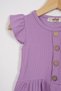 Lilac Color Girls' Leggings Set with Ruffled Skirt and Button Detail - 2