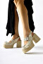 Marise Beige Oval Toe Platform Double Belt Accessory Women's Casual Shoes - 2