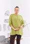 Green Tunic with Pocket and Sleeve Detail, Voile Viscose, Slit, Large Size