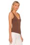 Women's Brown U-Neck Jersey Blouse - 2