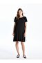 New Black Crew Neck Plain Short Sleeve Maternity Dress - 2