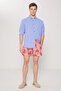 Men's Orange Standard Fit Regular Cut Pocketed Quick Drying Patterned Swim Shorts