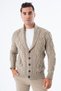 Men's Mink Shawl Collar Hair Braided Buttoned Wool Knitwear Knitted Cardigan Trist-5341