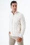 Men's Beige Fur Collar Wool Knitwear Zippered Pocket Wool Knitwear Knitted Cardigan Trist-5329 - 4