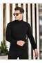 Black Men's Slim Fit Half Fisherman Corduroy Knitwear Sweater-TRZ19158R01S