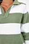 Women's Striped Striped Comfort V Polo Neck Knitwear - 5