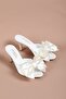 Satin Bow Detail Heeled Bridal Slippers - 5