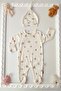Organic Cotton Printed 2-Piece Baby Jumpsuit with Gloves, Buttoned Front and Booties and Hat - 2