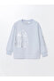 Lcw Kids Light Blue Stitch Printed Sweatshirt and Sweatpants for Girls - Crew Neck - 2
