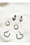 Huggie Earrings, Heart Earrings, and Serrated Heart Earrings Triple Combination Earring Set - 2
