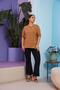Voile Viscose Large Size Camel Shirt with Sleeve Detail - 5