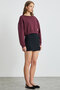 Anjali Oversize Fit 3 Thread Raised Round Collar Long Sleeve Ornamental Label Detailed Burgundy Sweatshirt - 3