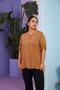 Voile Viscose Large Size Camel Shirt with Sleeve Detail