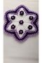Hand Knitted Purple Violet Lilac Star Square Long Daily Dowry 3-Piece Bathroom Fiber Set - 2