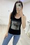 Heaven Crystal Stone Printed Slim Fit / Slim Fit Cotton Women's Stylish Athlete Thick Strap Sleeveless T-Shirt - 3