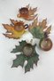 Tea and Coffee Cup Set with Decorative Sycamore Leaf Figure, Green and Coffee Colors for 4 People - 4