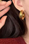 Women's Gold Tube Model Steel Hoop Earrings - 4