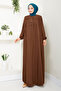 Tan 2020BGS895 moDel Half Placket Button Dress - 2