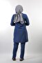 Two Snaps Judge Collar Hijab Suit Nurse and Doctor Uniform Indigo Blue (Lycra Free) - 4