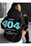 Women's Black 404 Error Printed 3 Thread Hooded Hoodie Sweatshirt