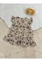 Linen Baby Girl Dress with Ruffled Sleeves