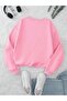 Women's Pink Love Bear Printed Oversize Crew Neck Sweatshirt - 2