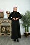 Women's Fur Coat Black Cashmere Coat - 6