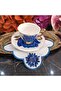 Fleur De Pierre (Stone Flower) Saks Blue Coffee Side Cocktail Napkin with Stain-Resistant Fabric Feature - 2