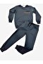 Back Print Detail Tracksuit Set/Sweatshirt Pants Seasonal Set/Crew Neck 2 Thread Men's Set