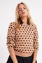 Women's Brown Crew Neck Polka Dot Sweater