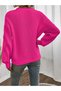 Selanik Knitted Sleeve Motif Crew Neck Fuchsia Knitwear Sweater - 4