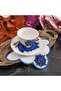 Fleur De Pierre (Stone Flower) Saks Blue Coffee Side Cocktail Napkin with Stain-Resistant Fabric Feature - 8
